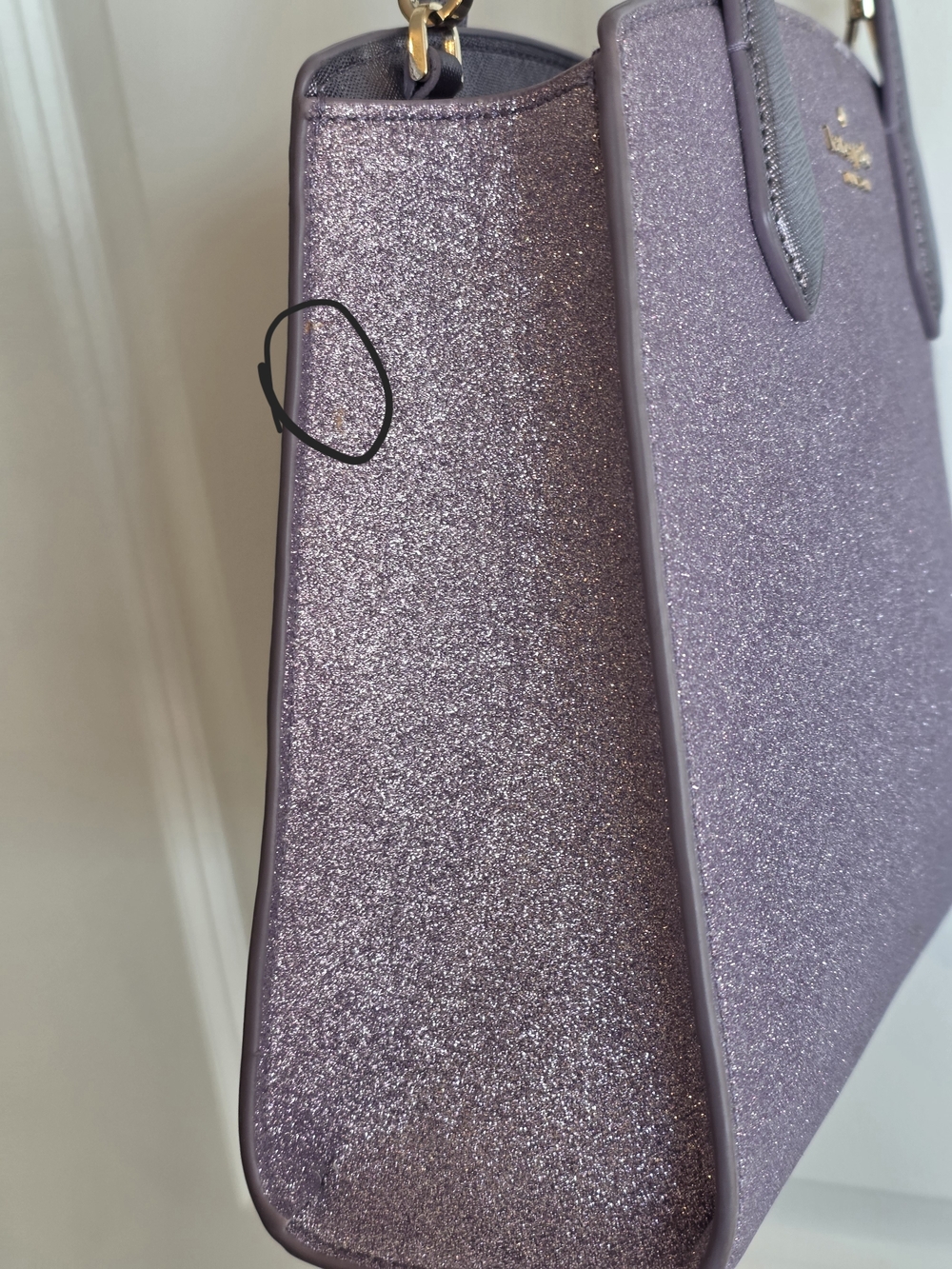 Kate Spade Tinsel Glitter Satchel Lilac Frost - Picture 8 of 9